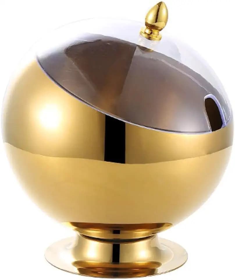 Gold Stainless Steel Spherical Sugar Bowl Seasoning Jar Mints Holder Bowl