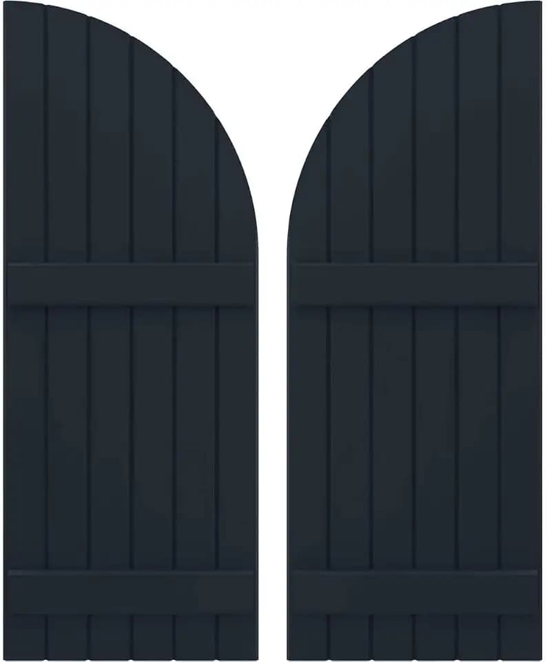 Ekena Millwork ARW101BQ621X60OBH Americraft Six 2 Exterior Real Wood Joined Board-n-Batten Shutters w/Arch Top (Per Pair), 60-in. H, Starless Night Blue