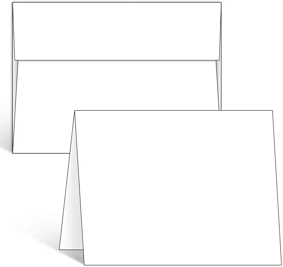 Ohuhu A2 Blank White Cards and Envelopes 100 Pack, 4.25 x 5.5 Folded Cards