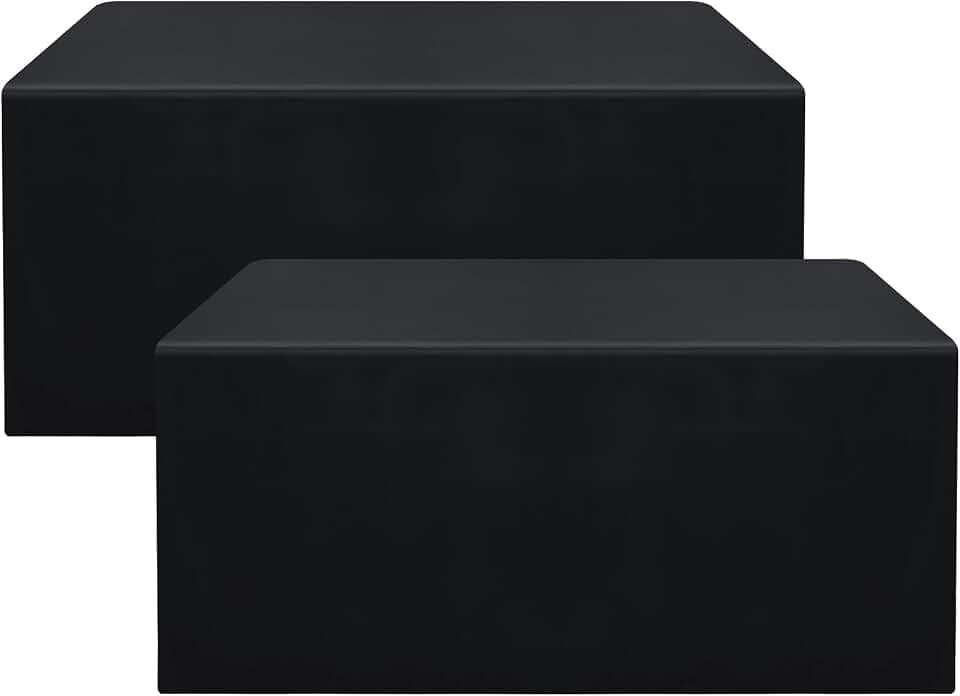 Smiry 2 Packs Fitted Black Tablecloths, 8 Foot Rectangle Polyester Fabric Table Cloths, Washable Table Cover for Trade Show, Craft Show, Parties, Birthday, Wedding, 96 x 30 Inch