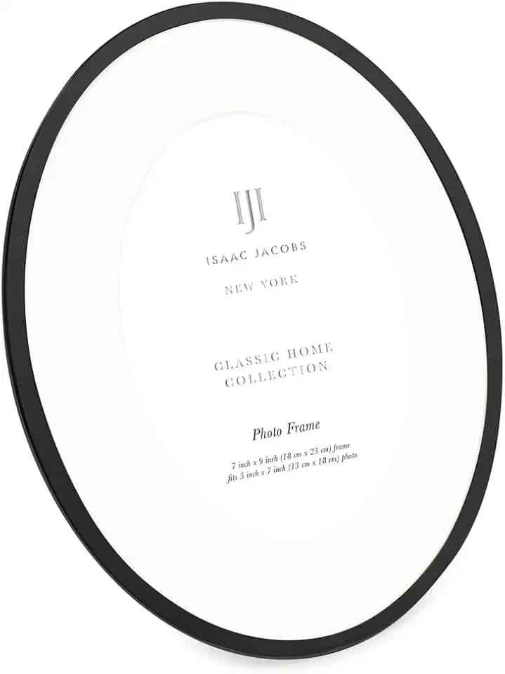 Isaac Jacobs 7x9 (Matted 4x6) Black Oval Metal Picture Frame w/Easel