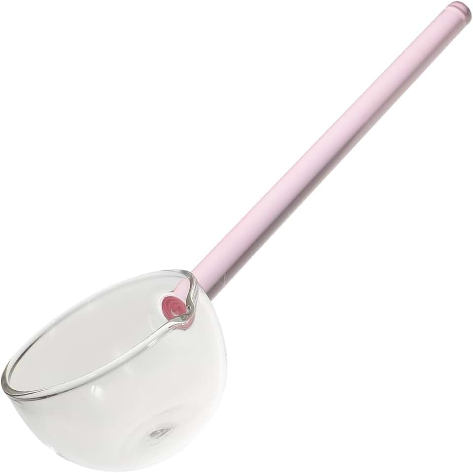 CALLARON Glass Spoon 10.03-inch Transparent Stirring Spoon Clear Scoop for Coffee Tea Ice Cream Dessert and Soup Long Handle Kitchen Serving for Daily Use