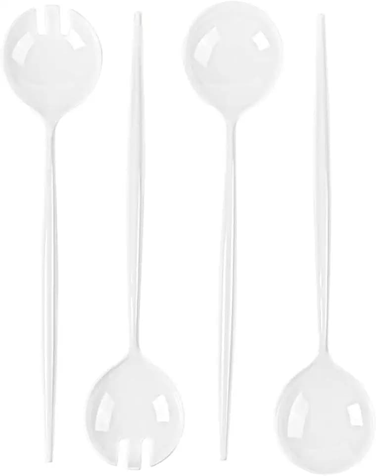 Blue Sky Novelty White Serving Spoon & Spork Set, 96 Count Bulk Disposable Plastic Serveware for Buffets, Parties, Catering & Holidays