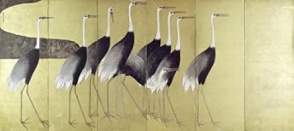 Posterazzi Cranes on Folding Screen Ogata Korin (1658-1716 Japanese) Poster Print, (18 x 24)
