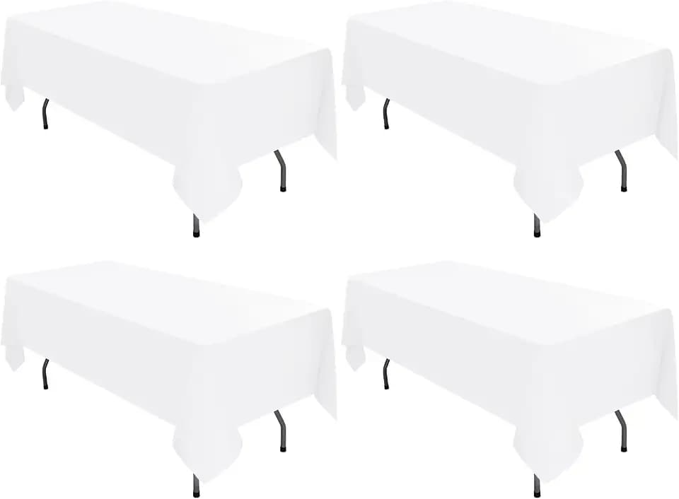 4 Pack White Tablecloths for 6ft Tables-60 x 102 Inch