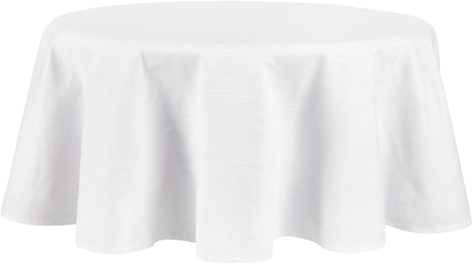 Martha Stewart Honeycomb Modern Farmhouse Tablecloth, White, 70" Round