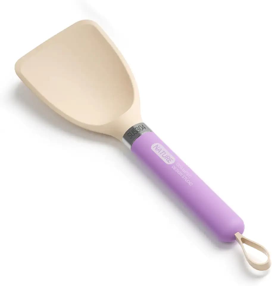 Silicone Small Spatula for Cooking Flexible Turner with Solid Inner Core and Heat Resistant Nylon Handle Ideal Spatula for Non-Stick Cookware