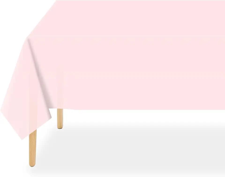 QIKSION 2 Pack Pink Plastic Tablecloth, Light Pink Table Cloth Disposable
