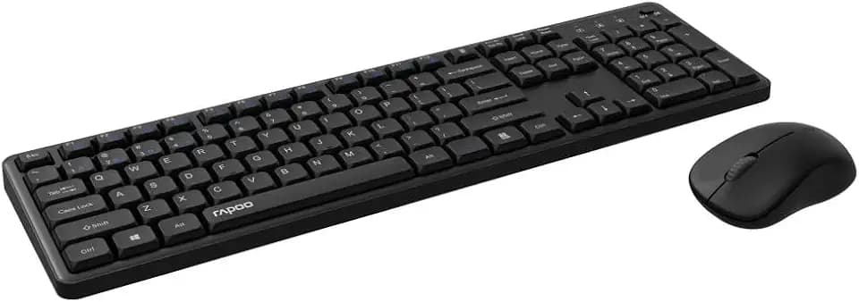 Rapoo 8150M Tastatur Maus Set Kabellos - Bluetooth & 2.4G USB Wireless, Multi Device bis 4 Geräte, leiser Anschlag und leiser klick, 2400 DPI Maus Beidhändig, QWERTZ Layout Deutsch, schwarz