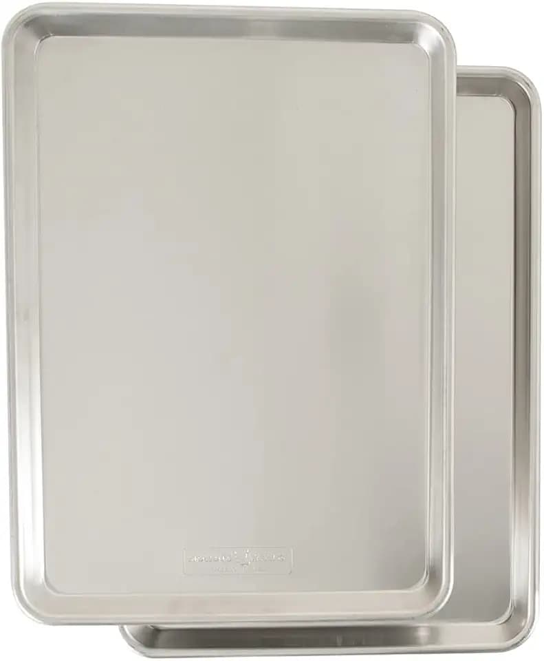 Nordic Ware Naturals Half Sheet - USA Made Aluminum Commercial Quality Sheet Pan for Baking or Roasting, Encapsulated Galvanized Steel Rim Prevents Warping, 2-Pack