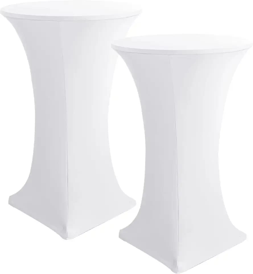 Spandex White Cocktail Table Covers for 30-32 Inch High Top Pub 2 Pack