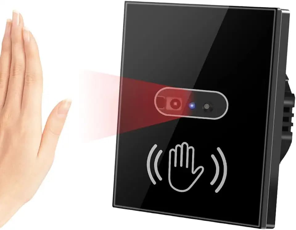 EU 230V Bewegungssensorschalter Ir-Lichtschalter Berührungsloser Bewegungssensor-Lichtschalter Infrarot Erfordert Neutralleiter-Wandschalter (EU Black)