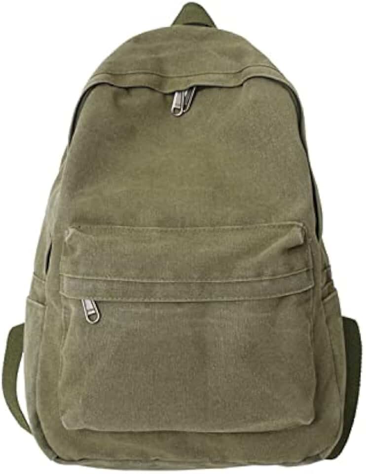 Canvas Backpack for Women Men Vintage Aesthetic Bags Travel Daypack Boho Hippie Grunge Backpack (Sage Green)
