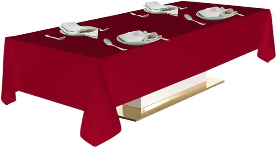 Urby Burgundy Tablecloth for 4-6ft Rectangle Tables That Seats 4-6 Person, Good for Dining Table. Buffet Parties.Machine Washable Reusable. 54x72 Inch.