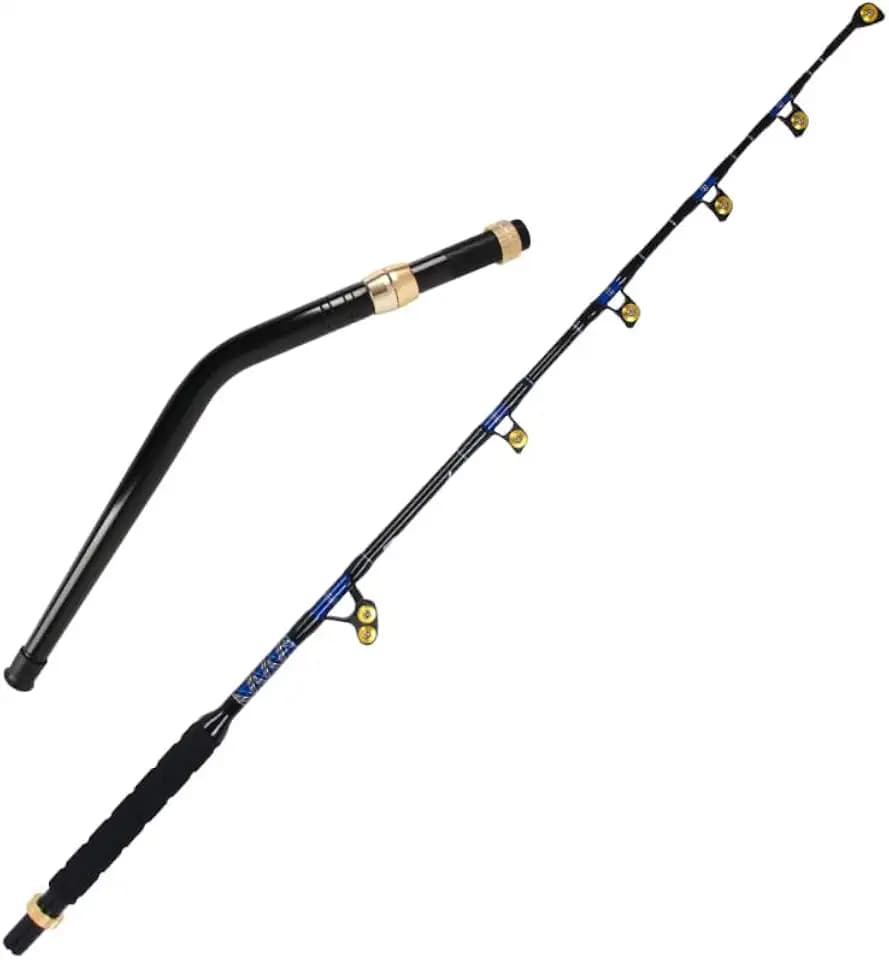 Deep Sea Fishing Rod, Heavy Duty Bent Butt Trolling Rod with Roller Guides,Conventional Fishing Rod