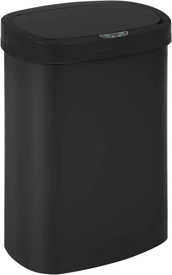 BestOffice | 13 Gallon Plastic Trash Can with Lid | Black