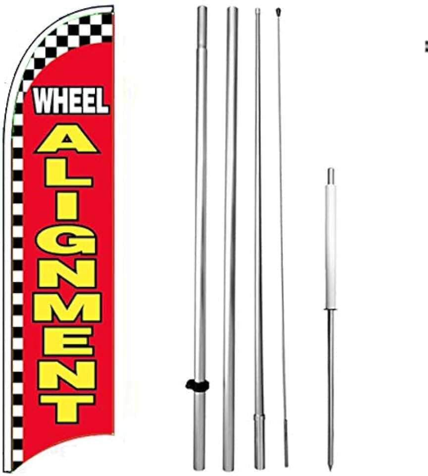 Wheel Alignment - Windless Feather Swooper Flag Kit Banner Sign rb-h