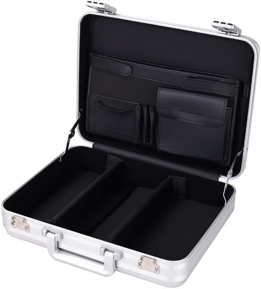 Aluminium Laptop Aktentasche Hartschalenkoffer TSA Kombination Schloss Flightcase abnehmbarer Schaumschmuck und Uhr tragbare Tragetasche