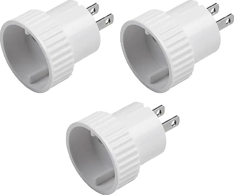 Meister Reiseadapter Typ A - 3 Stück - Für USA, Kanada, Thailand & Dominikanische Republik - IP20 Innenbereich - weiß / Reise-Steckdosenadapter für 20 Länder / Reisenetzteil / Reisestecker / 7423700