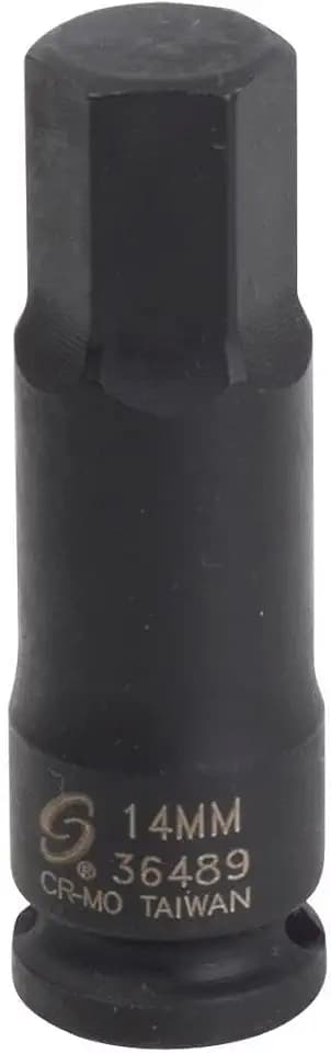SUNEX Tools 3/8 in. Drive 14mm 6-Point Hex Bit Impact Socket, CR-MO Steel, Model 36489