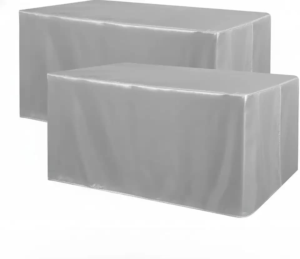 Obstal 2 Pack Table Clothes for 6 Foot Rectangle Tables, Silver