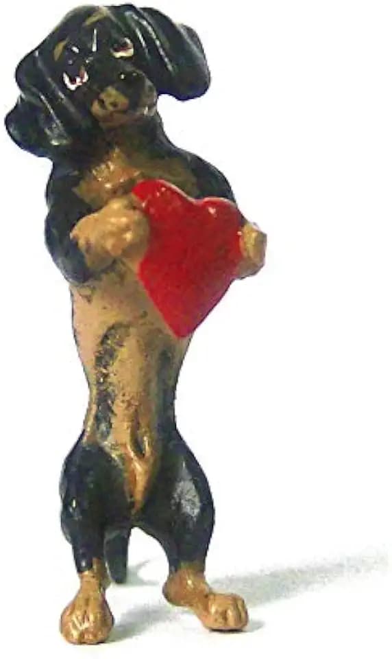 Dachshund with Heart Vienna Bronze Figurine