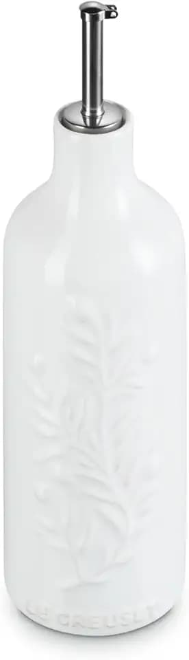 Le Creuset Stoneware Olive Branch Collection Oil Cruet, 20 oz., White