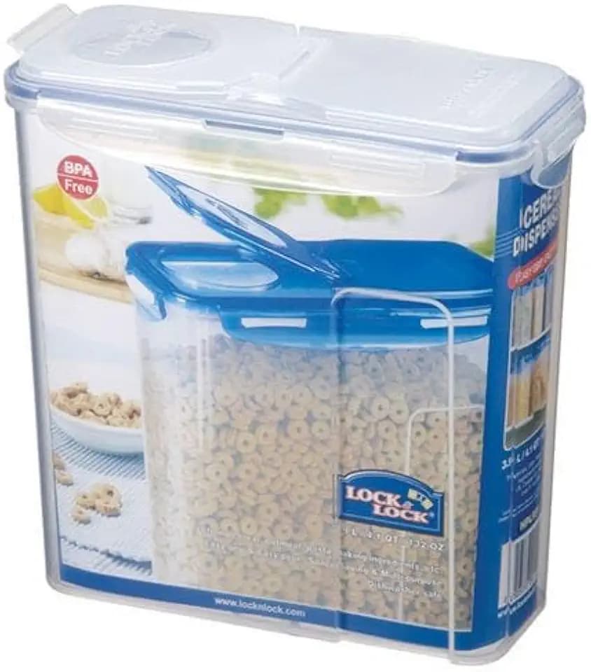 LOCK & LOCK Easy Essentials Food lids (flip-top) / Pantry Storage/Airtight containers, BPA Free, top-16.5 Cup-for Cereal, Clear