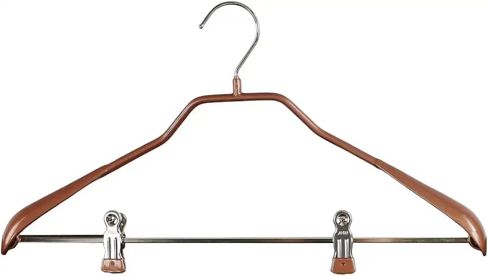 MAWA by Reston Lloyd, BodyForm Series with Strong Adjustable Clips,Non-Slip Metal Clothing Hanger for Suits, Dresses, & Shirts, 1.5 inch Wide Shoulder, Style 42/LK, Set of 1, Copper