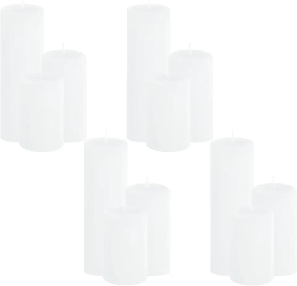 12-Pack White Pillar Candles Bulk Set