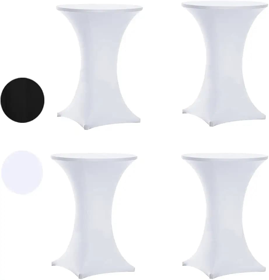 Tina's Cocktail Table Covers White, High Top Table Cloths 4 Pack 36x43 Inch