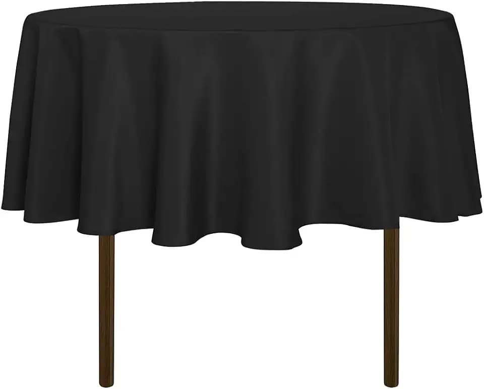 sancua Round Tablecloth 48 Inch Fits 20-36 Inch Tables, Black