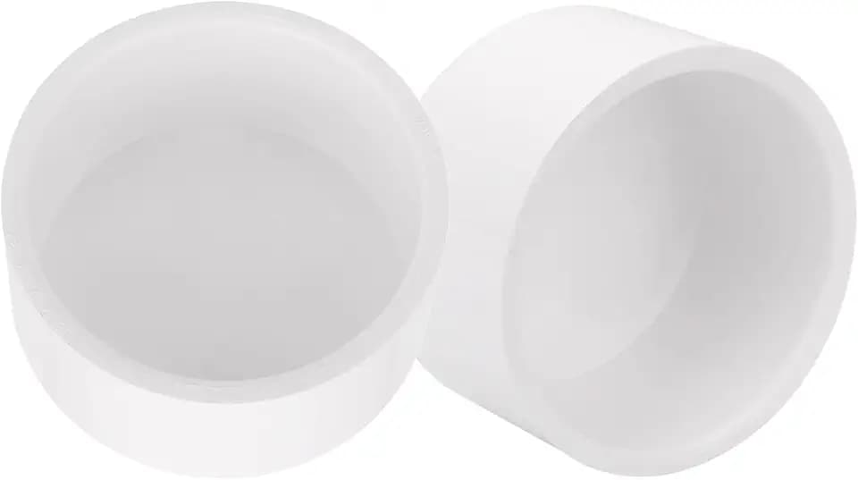 2 Pack 3"PVC Pipe End Cap Fitting Schedule 40 Furniture Grade 3" PVC Pipe Plug Adapter for Build Furniture DIY Garden Shelf, White