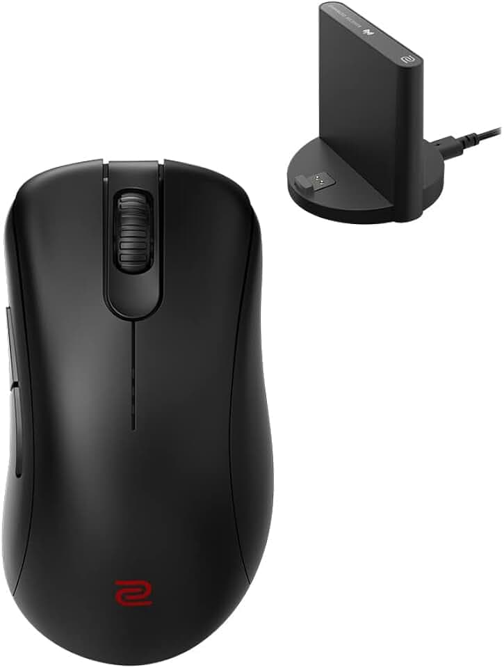 BenQ - Zowie EC2-CW Kabellose Ergonomische Esports Gaming Maus, Verbesserter Empfänger, Mausrad mit 24 Stufen, Ohne Treiber, Mittlere Größe, Schwarz