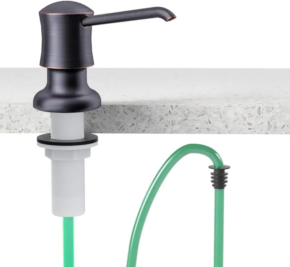 SAMODRA Sink Soap Dispenser and Extension Tube Kit, ABS Pump Head Bronzed Built in Design with 39” Extension Tube to Soap Bottle, No More Messy Refills(No Bottle)