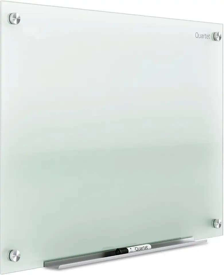 Quartet Whiteboard, Glass Dry Erase Board, Non-Magnetic, 36"W x 24"H, Infinity Frameless Mounting, Includes Dry Erase Marker, Frosted White (G3624F)