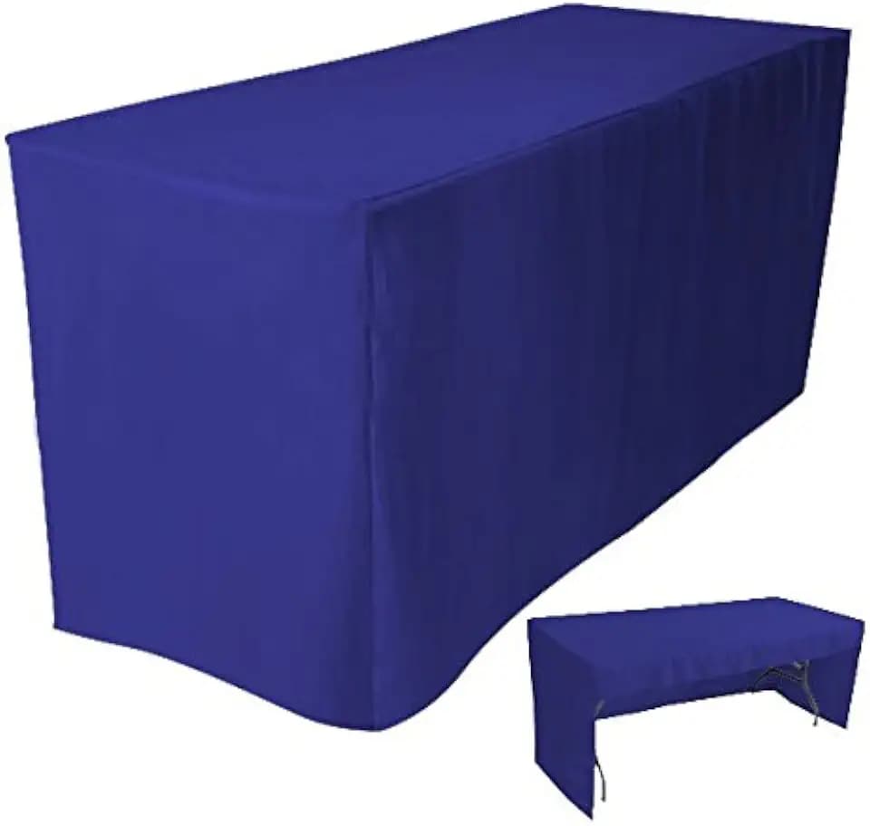 4LESS 8' Fitted Tablecloth Table Cover Trade Show Event Open Back Side - 3 Sided Royal Blue