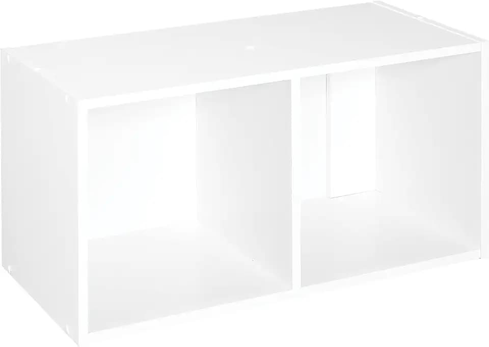 ClosetMaid Cubeicals 2 Cube Storage Shelf Organizer Bookshelf, Stackable or Hanging Wall Mount, Easy Assembly, White Wood Finish