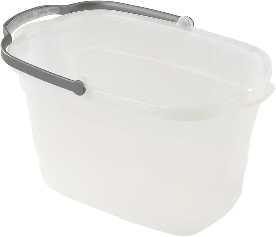 Casabella Cleaning Bucket Rectangular for Mopping or Storage with Handle and Built-In Pour Spouts, 4-Gallon, Clear