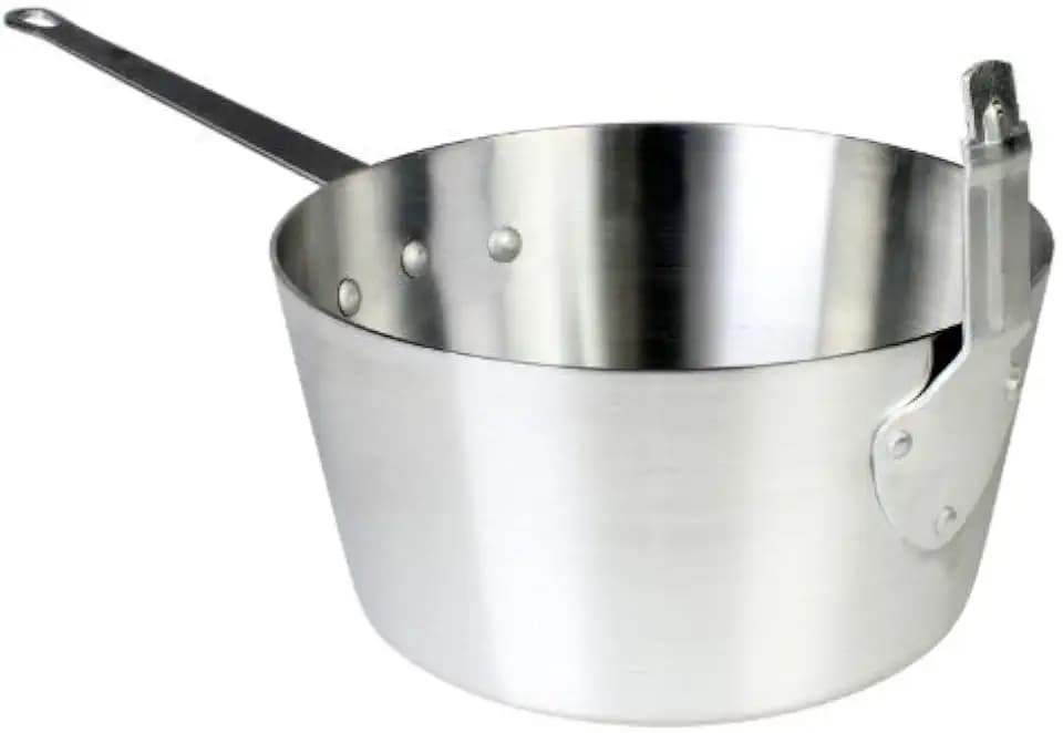 Thunder Group ALSF003 Fry Pot, 10 Quart Capacity, 3 mm Thick, with stem Catcher, leveled, fits Basket SLFB001 (not Included), Aluminum, Mirror-Finish