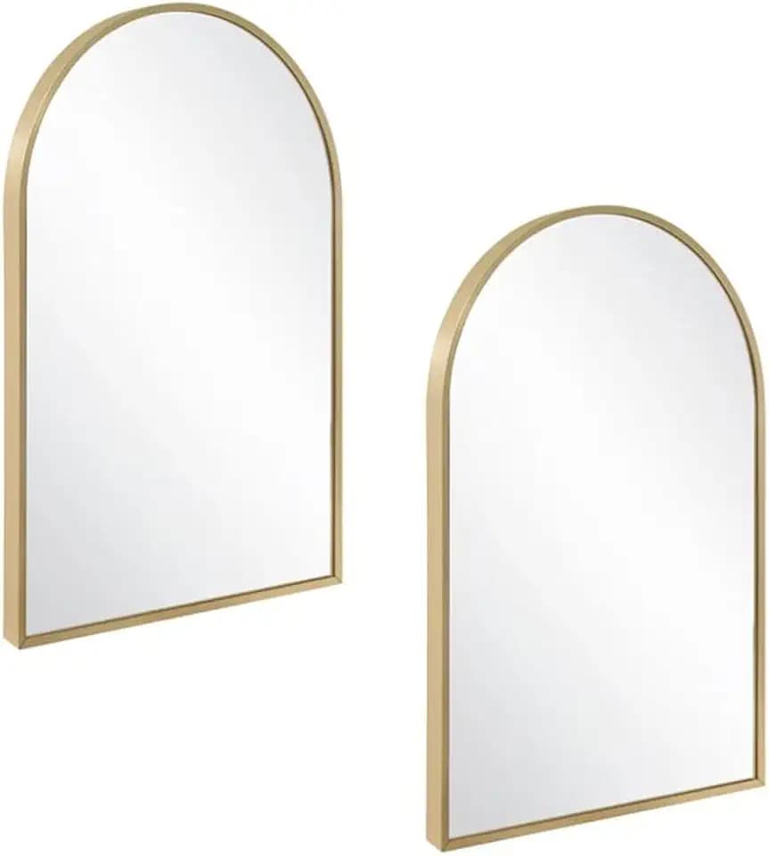 Design House Maeve Arch Framed Mirror, 24" x 36", Brushed Gold