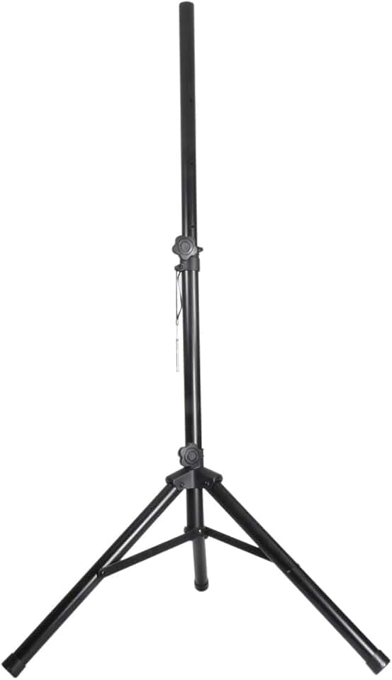 QTX Kurzer Lautsprecherständer, verstellbare Höhe 0,8 m – 1,2 m, kompaktes Stativ für Low-Level-Lautsprecher, Beleuchtung und Bühnengeräte, tragbarer, robuster 50 kg Stahlständer