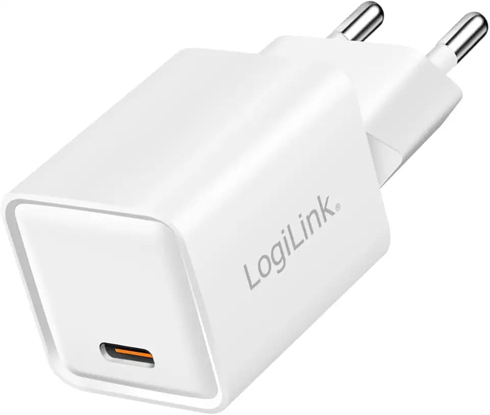 LogiLink PA0355 - GaN Ladegerät 20W mit 1x USB-C und PD+QC (PowerDelivery+Quickcharge), 4-Fach Schutz