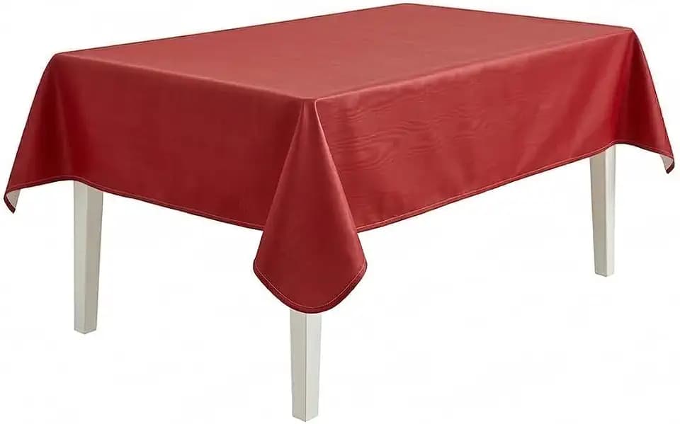 Broder Manufacturing Inc Moire Flannel Backed Vinyl Tablecloth Indoor Outdoor 52-Inch by 70-Inch Oblong (Rectangle), Red