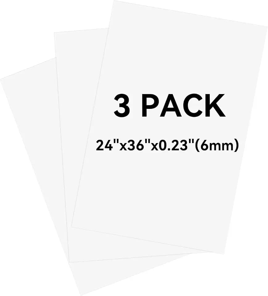 Foam Board 24x36 Inch, 3 Pack White Poster Board, 0.23 Inch Thick