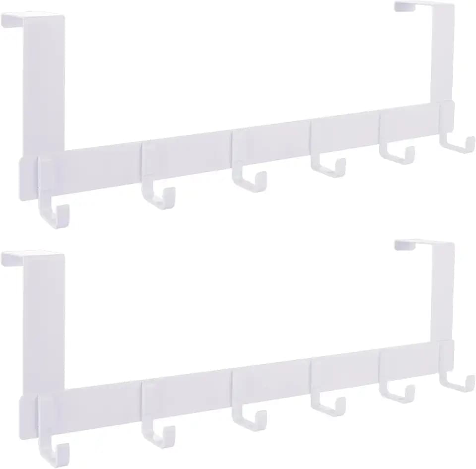 ASelected 2 Stück Türhaken mit 6 Haken, Türgarderobe zum Einhängen, Ohne Bohren, Handtuchhalter tür Kleiderhaken Dickere Türen(4.1-4.6cm) für Küche Wohnzimmer Schlafzimmer Bad, Aluminium