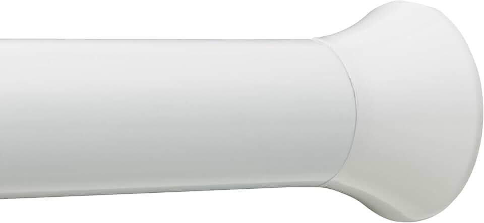 Amazon Basics No Drill Spring Tension Curtain Rod, Adjustable 24-36" Width, White, Classic Finial