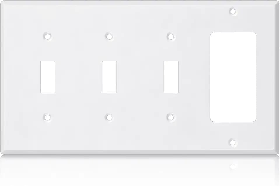 Kingdder 1 Pcs 4gang Wall Plate, 3-toggle/1-decorator, Stainless Steel