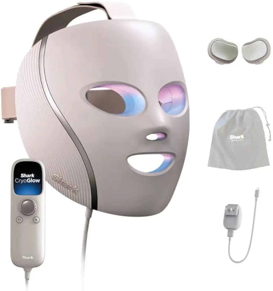 Shark CryoGlow LED Face Mask, Red Light Therapy, Under-Eye Cooling, FW312PK
