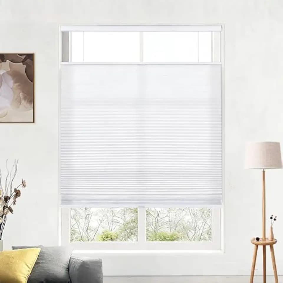 Blinds Cordless Top Down Bottom Up Blackout Cellular Shade for Window (White Light Filtering, 34.5X72)